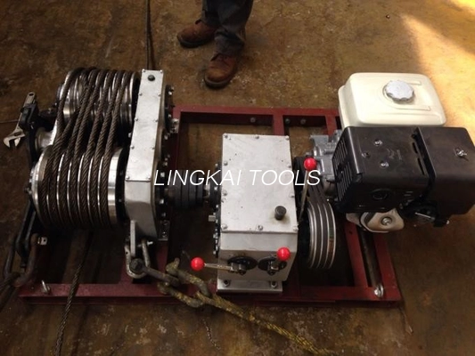 50KN Fast Speed Cable Winch Puller Gasoline Engine Winch Double Drum