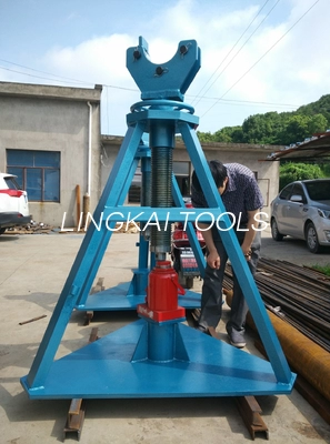Heavy Duty 50T Tower Erection Tools Cabel Drum Stand With Hydraulic Jack For Releasing Wire